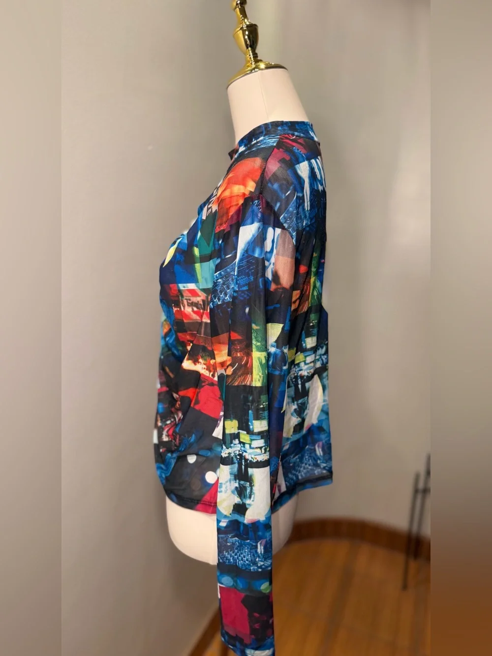 See through Long Sleeve Women’s Top Colorful City Japan Style Plus Size 2X Rave
